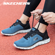 斯凱奇（SKECHERS）男鞋輕便緩震運動鞋2024夏季網(wǎng)面透氣男子百搭跑步鞋 藍(lán)色/黑色 -BLBK 41 /8/26.0cm
