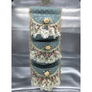 歐式門(mén)口收納掛袋品牌歐式收納袋掛袋墻壁掛式布藝懸掛式門(mén)后掛兜 如花似玉藍色三包 博文品牌掛袋