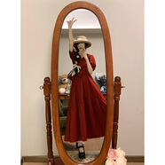 葉余大碼法式復古紅色V領(lǐng)上衣氣質(zhì)半身裙女新款收腰兩件套A字長(cháng)裙 套裝版 上衣+半身裙 M 【建議95-105斤】