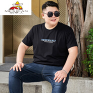 稻草人（MEXICAN）胖子短袖T恤男大碼純棉衣服加肥加大寬松體恤夏季男裝上衣打底衫 黑色橫標 L 110130斤