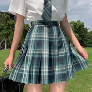瑟空（SEKONG）2025夏新款日系短袖jk制服女學(xué)院風(fēng)格子百褶裙學(xué)生水手服套裝YXQ 森林來信【單裙子+領(lǐng)結(jié)+飛機(jī)盒】 XS