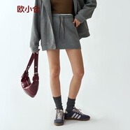 歐小倉大福系列 Miu風(fēng)運(yùn)動(dòng)短裙 格雷系穿搭肌理感A字半身裙 2312 黑 XL