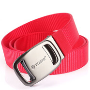 徒獅（TUSHI）男士尼龍腰帶加厚自動(dòng)扣韓版運動(dòng)旅游軍訓戶(hù)外皮帶本命年紅色腰帶 黑槍扣-紅色 125cm