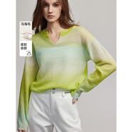 ELLE【巴黎天空】馬海毛漸變毛衣女2025春裝新款慵懶風(fēng)輕薄毛針織衫 淺綠 L