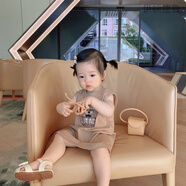 伊頓德魯女童短裙子背心裙夏裝娃娃連衣裙兒童公主裙薄圓領(lǐng)寶寶a字裙純棉 巧克力棕 （背心裙） 73cm