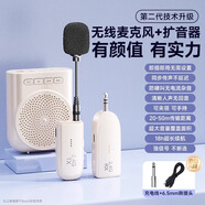 博音2.4G無線麥克風(fēng)頭戴式教師上課小蜜蜂擴(kuò)音器耳麥戶外藍(lán)牙音響話筒 二合一夾領(lǐng)手持版+擴(kuò)音器【米白】 即插即用
