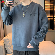 啄木鳥奧利絨衛(wèi)衣男冬季上衣服加絨厚款保暖圓領百搭長袖t恤男裝打底衫 3073深灰色 XL (120-140斤)