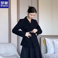 羅蒙（ROMON）法式感套裝裙女秋季2025新款赫本風職場小香風氣質(zhì)西裝兩件套 西裝上衣配腰帶(單/件) XL 【115一125斤】