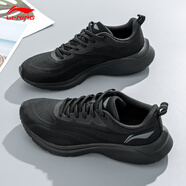 李寧運動(dòng)鞋男鞋跑步鞋秋冬防滑戶(hù)外百搭休閑鞋黑色減震男士專(zhuān)業(yè)跑鞋 標準黑/純黑色【云雀】 39