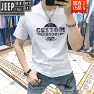 吉普（JEEP）高檔歐洲站2025年新款字母印花衣服男潮流修身百搭透氣半袖體恤衫 T3122白色 M