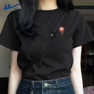 回力短袖女t恤夏季2025超火酒紅色顯白純棉半袖寬松高級(jí)胖mm大碼女裝