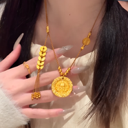 瑞諾黃金五帝錢幣黃財(cái)神項(xiàng)鏈女新款999足金吊墜編織鎖骨鏈送女友禮物 黃財(cái)神項(xiàng)鏈/金重約10.438g