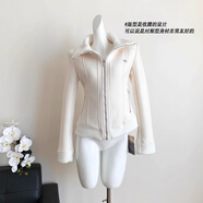 泡普初夢(mèng)POKEMENG 腰精奶糕 2024秋冬雙面絨加厚搖粒絨修身衛衣外套女 米白【現貨】 現貨 S