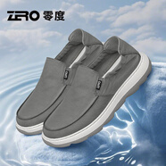 零度Zero官方男鞋2025春夏新款織物鞋面透氣布鞋輕盈舒適一腳蹬駕車鞋 灰色 40