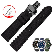 佩伊尼龍手表帶男適用于天梭1853速馳T116.617速敢黑武士T125海星T120力洛克俊雅系列通用運動(dòng)帆布22mm 黑色-黑色蝴蝶扣 手表接口寬度22mm