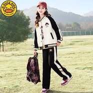 G.DUCKKIDS女童春裝運(yùn)動(dòng)套裝新款洋氣外套春秋款初中生女大童春季三件套 黑色 三件套 150 c 1.47米以下70斤以下穿