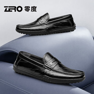 零度尚品ZRO男鞋2025夏季新款商務(wù)休閑皮鞋男一腳蹬豆豆鞋透氣百搭樂福鞋 黑色 41