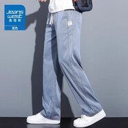 真維斯（JEANSWEST）夏季薄款冰絲牛仔褲男生休閑褲寬松直筒闊腿春秋款天絲男褲 藍(lán)色 【天絲薄款】 XL 【135-155斤】