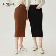 深呼吸DEEP BREATH女裝簡(jiǎn)約松緊腰包臀裙羊毛針織半裙A200257 黑 M (3碼)
