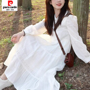 皮爾卡丹（pierre cardin）2025年新款初戀溫柔風(fēng)白色連衣裙仙女氣質(zhì)早秋季法式小眾設計長(cháng)裙 白色 M