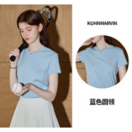 庫(kù)恩瑪維（KUHNMARVIN）【涼感科技】日常百搭短袖T恤女2025夏新款正肩半袖上衣K37860 藍(lán)色圓領(lǐng) M