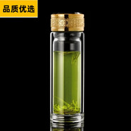 德國進(jìn)口品質(zhì)摔不爛鋼化玻璃杯500ml耐摔高溫硼硅雙層玻璃杯保護 400ml金色原價(jià)582元