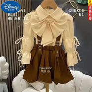 迪士尼（Disney）女童2025年春秋新款套裝襯衫背帶裙兩件套兒童女寶寶時(shí)尚洋氣時(shí)髦 杏色(兩件套) 100 cm