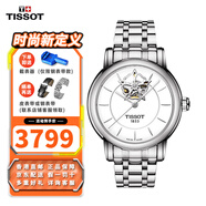 天梭（TISSOT）手表女 心媛系列劉亦菲同款80機芯自動機械 生日禮物送女友送老婆  鋼帶鏤空 T050.207.11.011.04