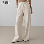海青藍（CYANINE SEA）寬松慵懶風休閑垂感闊腿褲女2024秋冬加絨燙鉆顯瘦直筒長褲通勤 杏色 M
