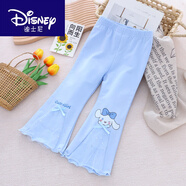 迪士尼（Disney）女童純棉休閑褲卡通喇叭褲25春秋新款兒童小女孩寶寶長(zhǎng) 淺藍(lán)色-玉桂狗 -春秋款 100 cm