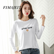 F1MAJE1T高端設(shè)計師品牌 長袖T恤女圓領(lǐng)寬松打底衫女洋氣薄款2025新款春秋 白色283 M 【建議體重100-110斤】