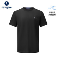 Navigare意大利小帆船男休閑簡約涼感純色短袖T恤1125505307 暗夜黑 M