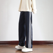 JEEP SPIRIT校服褲男女春秋冬季寬松中小學(xué)生一二條道杠加絨校服褲休閑長(cháng)褲子 三條杠藏青色【常規款】 XXS /140