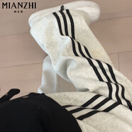 棉致2025顯瘦條紋褲子女夏季新款寬松小個子高腰休閑褲運動衛(wèi)褲 388灰白色常規(guī)款【不加絨29.5】 L 105-115斤