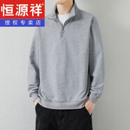 恒源祥立領(lǐng)衛衣春秋季男2025年新款純色長(cháng)袖體恤衫外套立領(lǐng)拉鏈男裝衣服 GDS-PL03麻灰 L