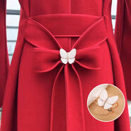 WOUG新款復古絲巾扣蝴蝶結呢大衣飄帶打結扣披肩大衣腰帶 蝴蝶米白大(內徑2.6cm)風(fēng)衣