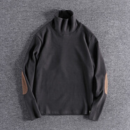 威可多（VICUTU）美式春秋新款潮流高領(lǐng)保暖青年打底衫袖子拼接歐美男士毛衣長(zhǎng)袖潮 深灰色 M