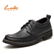 勞克士（Laoks）商務(wù)休閑皮鞋男士新品正裝鞋頭層牛皮鞋子英倫百搭男鞋 B032深藍(lán)色 38