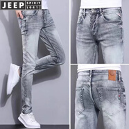 JEEP SPIRIT美式復古男士牛仔褲2025新款春夏季直筒復古水洗做舊工裝褲子潮牌 9808灰色 30 腰圍二尺三 建議120斤左右