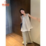 乖甜星文藝復(fù)古套裝女2025夏季新款森系格子花邊領(lǐng)無袖襯衫闊腿褲兩件套 襯衫 單件【甜美/田園風】 M 【建議100-110斤】
