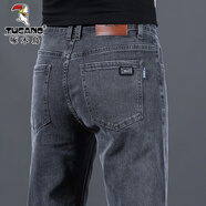 啄木鳥(niǎo)牛仔褲男士秋冬季高端直筒商務(wù)彈力休閑長(cháng)褲新款修身小腳褲子男款 206煙灰色常規 31