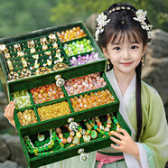 赟婭手鏈串珠手工diy材料玩具穿珠子琉璃手串套裝3-6-歲女孩生日禮物 【古風(fēng)豪華版】8色400珠+精美首飾盒+禮袋