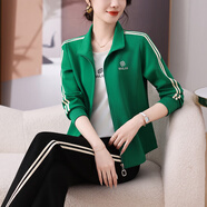 慕之美休閑運(yùn)動(dòng)套裝女春秋媽媽連帽衛(wèi)衣套裝女運(yùn)動(dòng)服居家通勤運(yùn)動(dòng)裝棉質(zhì) 綠色 XL(適合110-119斤)