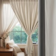 炫戀全遮光魔術(shù)貼窗簾免打孔新款臥室自粘遮陽(yáng)簾 【全遮光】香米白 寬2.1*高2.0米魔術(shù)貼一片