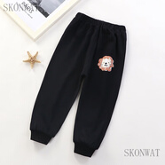 SKONWAT兒童運動褲2023秋冬韓版男童女童打底褲0-6歲兒童休閑褲子件學(xué)步 純棉單褲-黑色 100cm