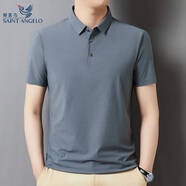 報(bào)喜鳥(niǎo) SAINT ANGELOpoo衫男士短袖T恤2025夏季新款休閑衣垂感半袖翻領(lǐng)體恤 灰色 M