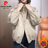 皮爾卡丹（pierre cardin）夾棉女士短外套加絨加厚沖鋒衣小個(gè)子洋氣女裝2026秋冬季新款運動(dòng) 卡其米（夾棉款） L(建議100斤-115斤)