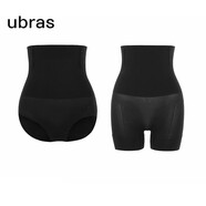 ubras高腰收腹涼感提臀褲塑身褲修飾比例女產(chǎn)后塑身束腰免穿內褲女 三分+三角褲-黑色*2 S 適合90-100斤