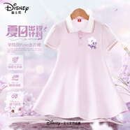 迪士尼寶寶女童夏季裙子2025夏款學(xué)院風(fēng)POLO裙夏裝公主裙女孩韓版兒童連衣裙 迪心花妮K風(fēng)信紫 170