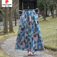 皮爾卡丹（pierre cardin）春夏季新款女裝民族風(fēng)印花棉麻半身裙松緊腰圍大擺長(cháng)裙沙灘裙子女 126號色 均碼 裙長(cháng)80厘米